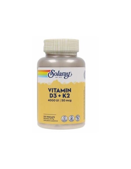 Big Vitamin D3 & K2 Mk7 120 cápsulas | Solaray original