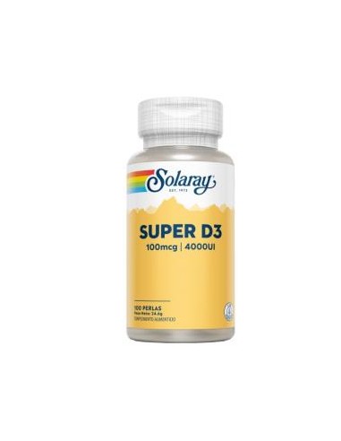 Super D3 4000Ui Solaray - 100 Perlas para Salud Ósea