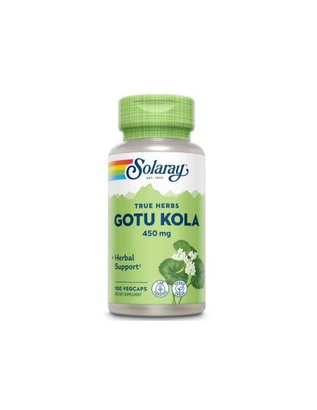 Gotu Kola 450Mg 100 Vcaps Solaray  Suplemento Natural Vitalidad