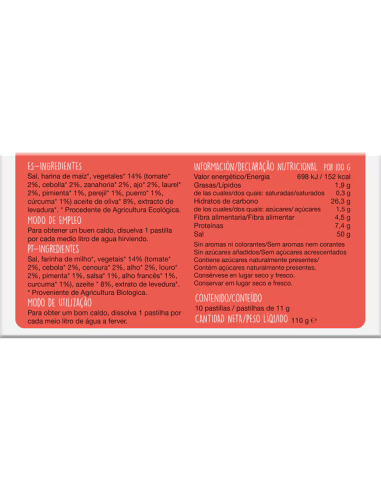 Caldo Vegetal 10 Pastillas Bio Vegan de Soria Natural