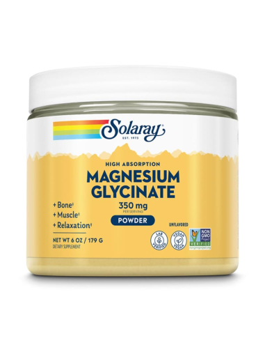 Magnesio Bisglicinato Solaray 179g  Suplemento Premium