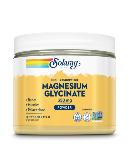 Magnesio Bisglicinato Solaray 179g  Suplemento Premium
