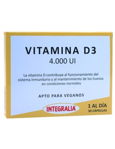 Vitamina D3 4000 UI 30 cápsulas Integralia Bone Health