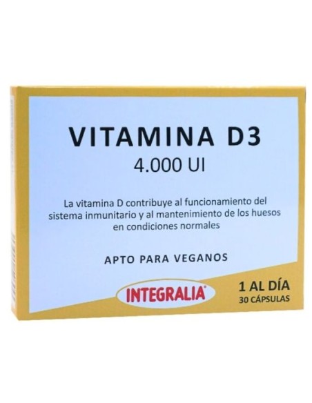 Vitamina D3 4000 UI 30 cápsulas Integralia Bone Health