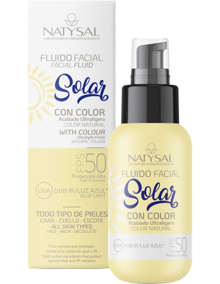 Fluido Facial Solar com Cor FPS 50+ Natysal 50 ml