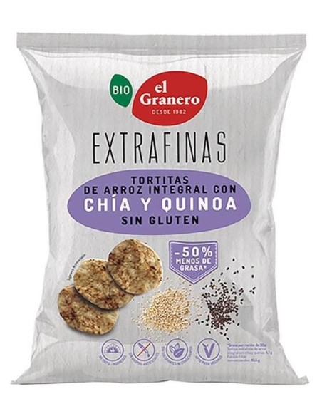 Tortitas Bio de Arroz Integral, Chía y Quinoa Sin Gluten 60g