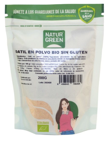 Harina de Dátil Bio Naturgreen 200 g  Natural y Saludable