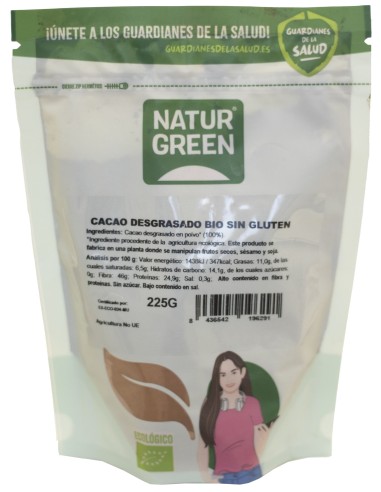 Cacao Desgrasado Bio 225 g Naturgreen – Calidad Natural