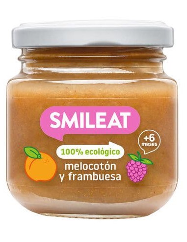 Pote Pêssego e Framboesa Biológico 130g Smileat Natural