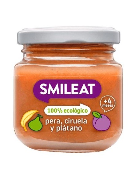 Smileat Pote Orgânico de Pêra, Ameixa e Banana 130 g