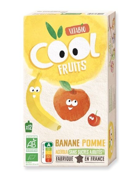 Vitabio Cool Fruits Plátano Manzana 12 x 90 g - Snack Saludable