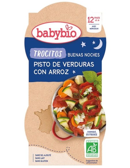 Tarritos Buenas Noches de Pisto con Trocitos de Verduras y Arroz