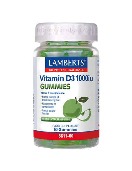 Pack 5 Uds. Vitamina D3 1000 UI (25 µg)  (Gummies) 60 Gum de Lamberts