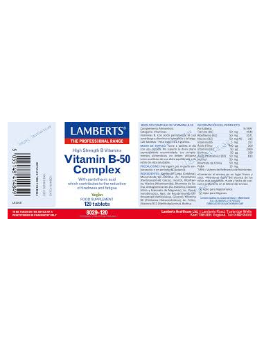 Pack 2 Vitaminas B-50 Lamberts 120 Tabletas Energía Vital