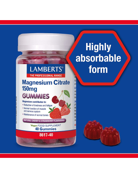 Pack 5 Citrato de Magnesio Gummies Lamberts 40 Gomitas