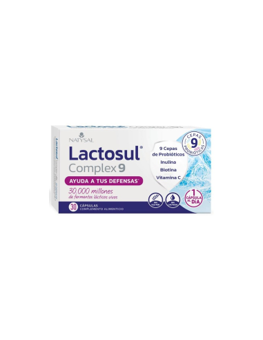 Lactosul Complex 9 Natysal  Apoyo Digestivo Natural 30 Cápsulas
