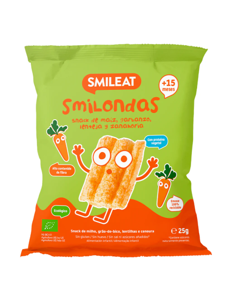 Smilondas Zanahoria Bio 25g Smileat  Snack Natural Saludable