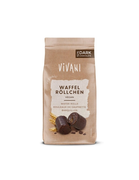 Wafers com Chocolate Amargo 52% Bio Vivani 125 g