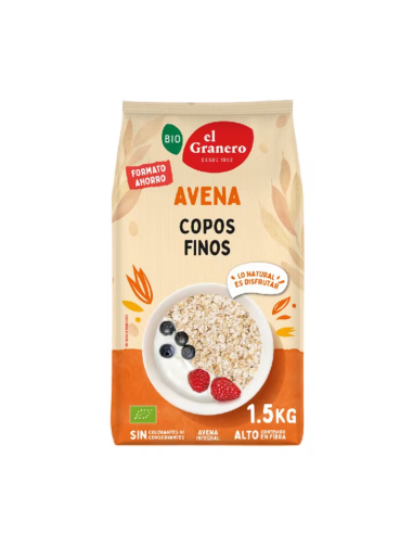 Flocos de Aveia Integrais Finos Biológicos 1,5 kg - El Granero Integral