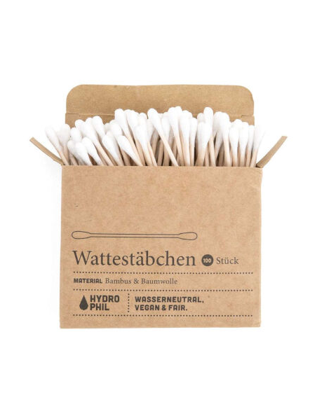 Bastoncillos ecológicos Hydrophil 100 unidades bambú y algodón