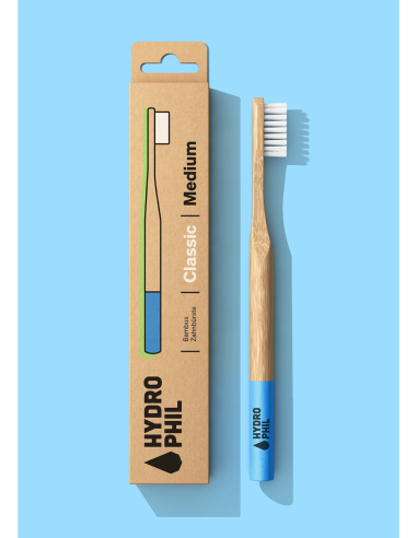 Cepillo de dientes bambú medium Hydrophil natural/Atlántico