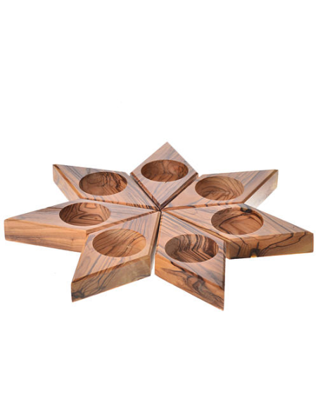 Porta velas estrella madera de olivo ø11cm Ecodis elegante