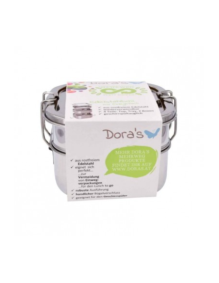 Fiambrera acero inox 2 alturas con bandeja 18x12x8 cm