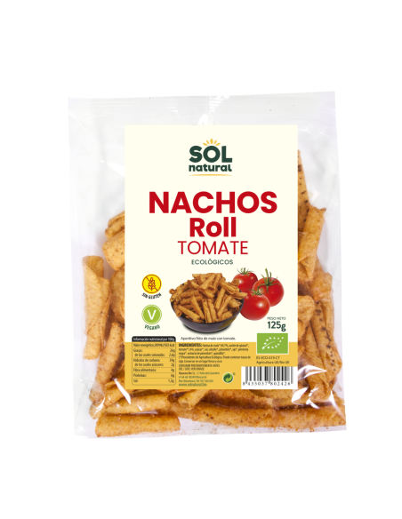 Pack 24 Nachos Roll Maíz Tomate Bio Sin Gluten 125 g Solnatural