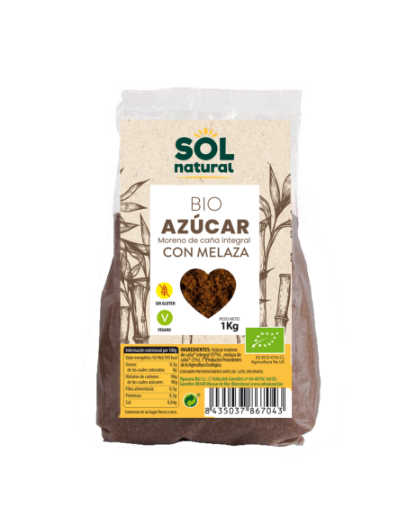 Pacote 12 Açúcar Mascavo Integral com Melaço Orgânico 1 kg Solnatural
