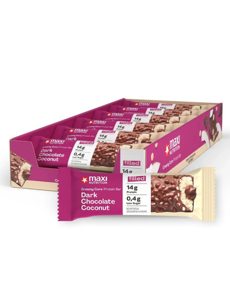 Creamy Core Bars Chocolate Negro y Coco 45g x12 Maxinutrition