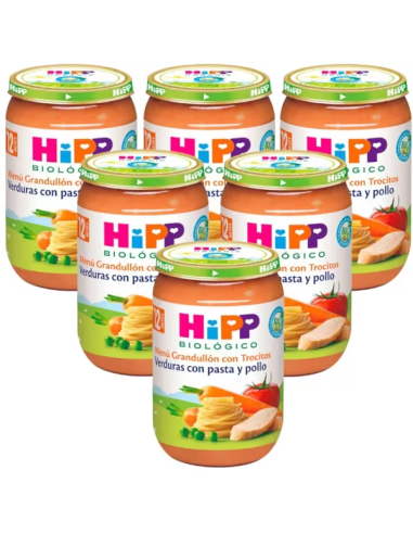 Pack 6 Frascos Hipp Orgânicos de Legumes, Massas e Frango 220 g