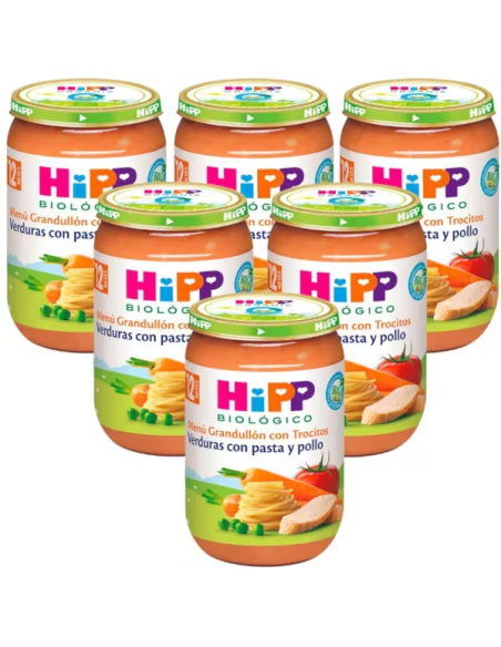 Pack 6 Frascos Hipp Orgânicos de Legumes, Massas e Frango 220 g