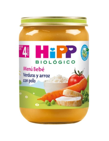 Pack 6 Hipp Orgânico Legumes e Arroz com Frango Frascos 190 g