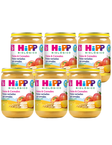 Pack 6 Frascos de Frutas e Cereais Orgânicos Hipp 190 g