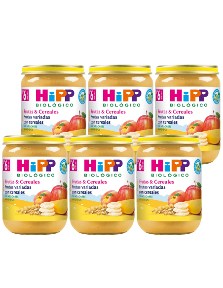 Pack 6 Frascos de Frutas e Cereais Orgânicos Hipp 190 g