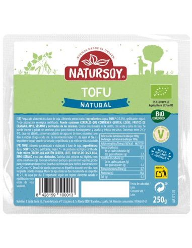 Tofu fresco BIO 250g Natursoy – Salud y sabor natural