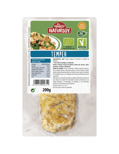 Tempeh fresco bio 200g Natursoy | Proteína vegana natural