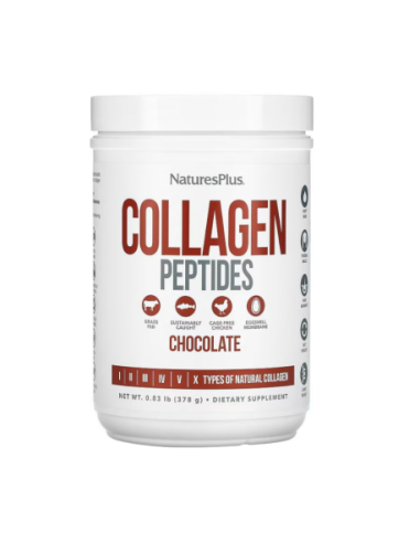 Collagen Peptides Chocolate 378 g Natures Plus  Piel y Salud