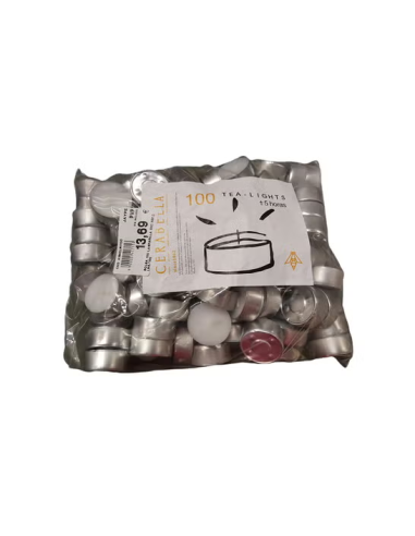 Vela 05 Horas Cerabella Lamparillas Bolsa 100 Unidades