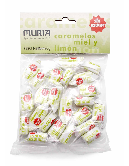Caramelos Miel y Limón Sin Azúcar Muria 100g - Sabor Natural