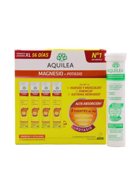 Aquilea Magnesio + Potasio 56 Comp Efervescentes Saludables